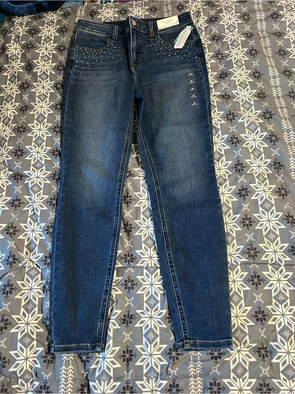 Maurices Dark Blue Studded Skinny Jeggings